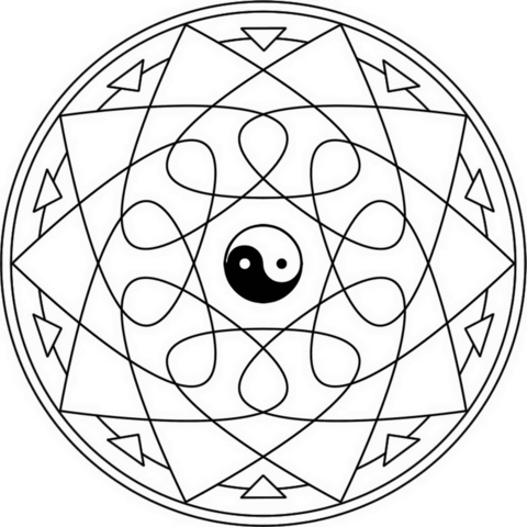 Yin Yang Mandala Coloring Page